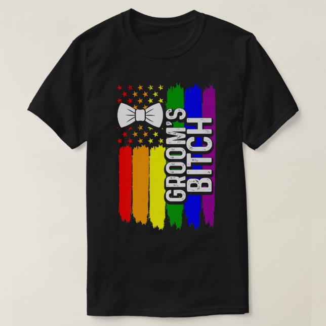 T-shirt Lgbt Pride Gay Bachelor Party Fiançailles 1352 (Design devant)