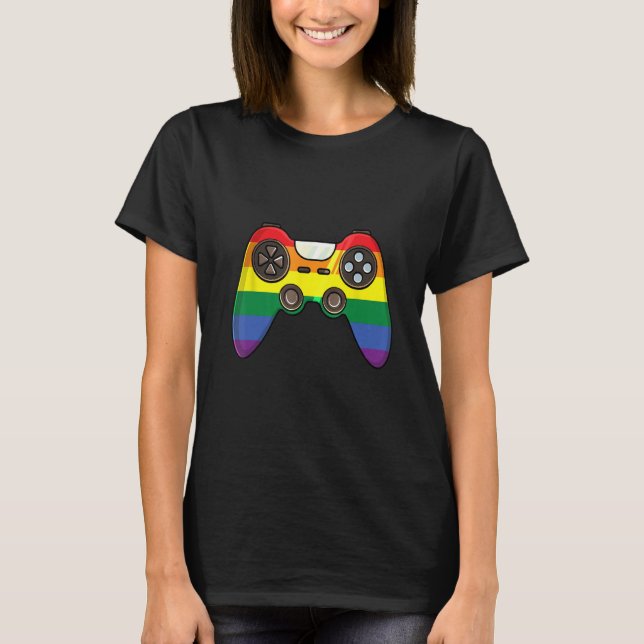 T-shirt LGBT Pride Gaymer Retro Video Game Controller Rain (Devant)