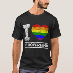 T-shirt LGBT Pride I Love My Boyfriend Rainbow Support Fam