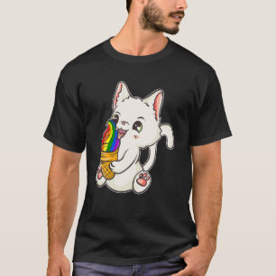 T-shirt LGBT Pride Kawaii Japonais Anime Cat Ice Creme
