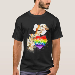 T-shirt Lgbt Pride maman Giraffe Fier maman Rainbow Love M