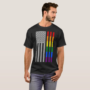 T-shirt LGBT Pride Mois Drapeau américain Couleurs arc-en-
