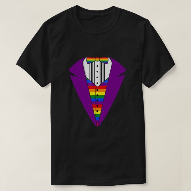 T-shirt LGBT Pride Rainbow Tuxedo (Design devant)