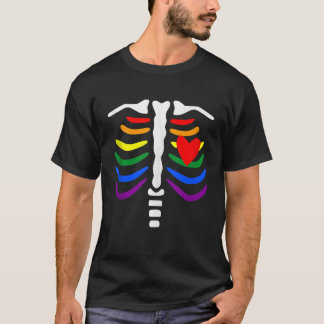 T-shirt LGBT Pride Rib Cage arc en ciel Squelette Xray Fun