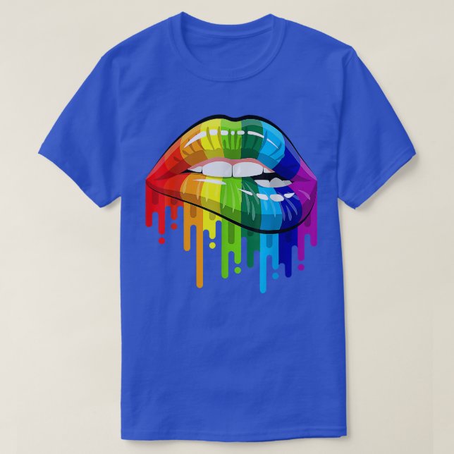 T-shirt LGBT Rainbow Lips Pride Gay, Homoseuse, Lesbian T (Design devant)