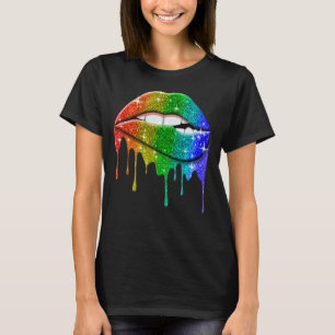 T-shirt Lgbt Rainbow Lips Pride Gay Homosexuel Lesbienne