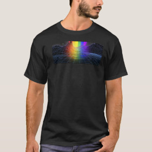 T-shirt Lgbt Retro Wave Sunset Back Imprimer 80s 90s Arc e