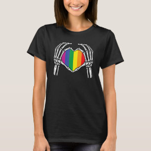 T-shirt LGBT Skeleton Coeur main signe os costume Hallo