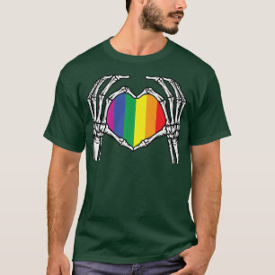 T-shirt LGBT Skeleton Hand Heart Sign Bones Costume Funny 