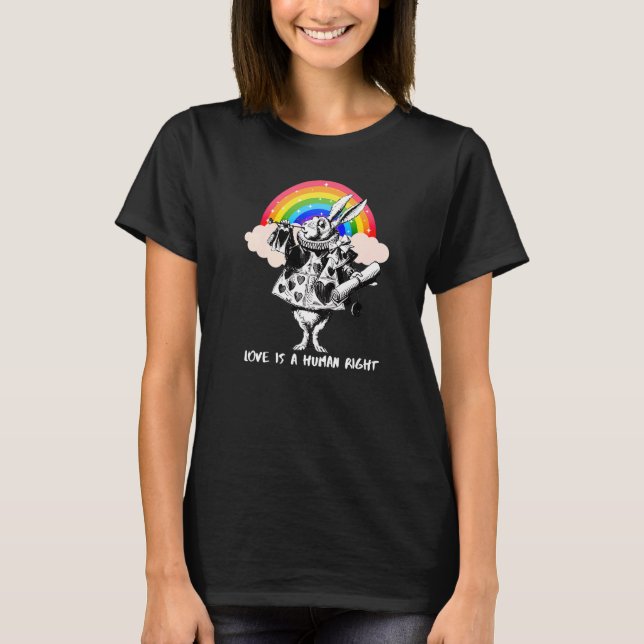 T-shirt Lgbtq Alice Au Pays Des Merveilles L'Amour Du Lapi (Devant)