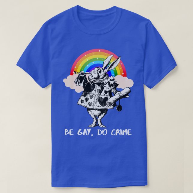 T-shirt LGBTQ Alice-In-Wonderland White Rabbit - Be Gay Do (Design devant)