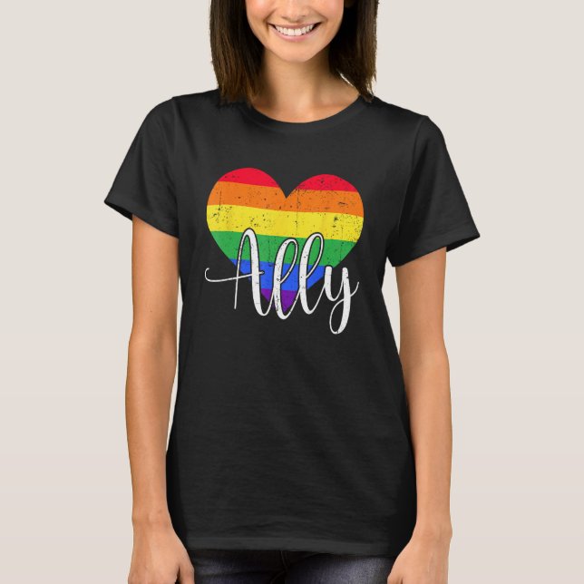 T-shirt LGBTQ Ally for Gay Pride Support (Devant)