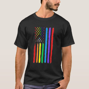 T-shirt Lgbtq American Flag Pride Rainbow Gay Lesbian Bi T