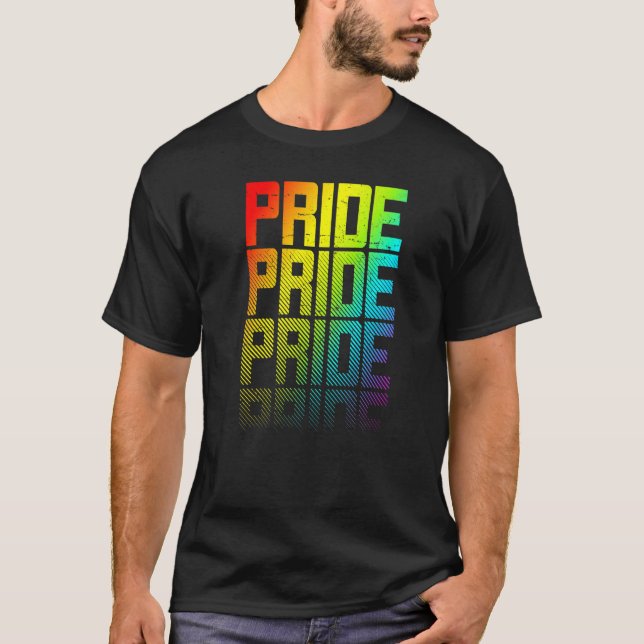 T-shirt Lgbtq+ Arc-en-ciel Gay pride texte fond graphique (Devant)