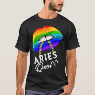 T-shirt LGBTQ Aries Queen Lips Zodiac Rainbow Gay pride Fl