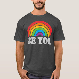 T-shirt LGBTQ Be You Gay pride LGBT Ally Rainbow Flag Retr