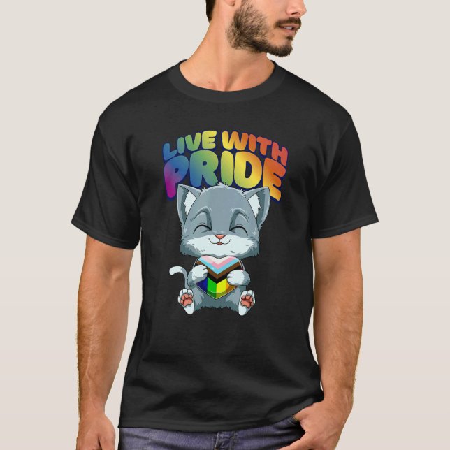 T-shirt LGBTQ Cat Progressiv Pride  Transgender Genderquee (Devant)