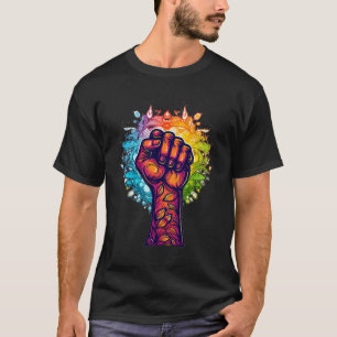 T-shirt Lgbtq+ Droits - Arc-En-Arc - Poing de résistance -