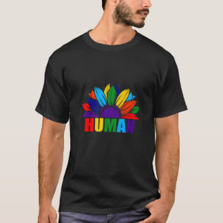 T-shirt Lgbtq Fierté Humaine Arc-En-Ciel Tournesol Lgbt Ga