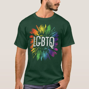 T-shirt LGBTQ Gay Pride Cute Sunflower Rainbow Flag Proud