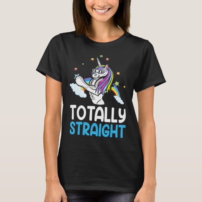 T-shirt LGBTQ Gay Pride  Totally Straight Unicorn  4 (Devant)