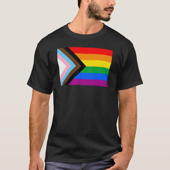 T-shirt LGBTQ+ Indicateur de fierté de progrès (Devant)