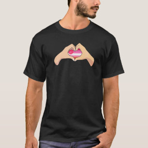 T-shirt Lgbtq Lipstick Fierté Drapeau Main Coeur Signal Li