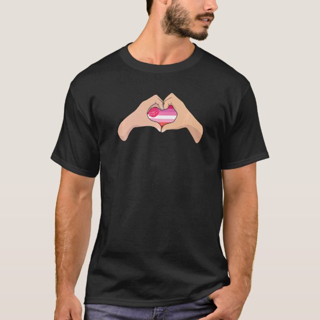T-shirt Lgbtq Lipstick Fierté Drapeau Main Coeur Signal Li (Devant)