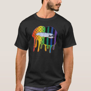 T-shirt Lgbtq Motif drapeau américain lèvres Rainbow Gay p