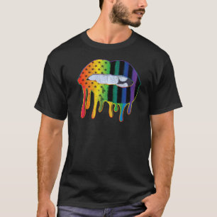 T-shirt Lgbtq Motif drapeau américain lèvres Rainbow Gay p