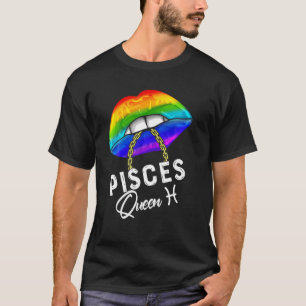 T-shirt LGBTQ Pisces Queen Lips Zodiac Rainbow Gay pride F