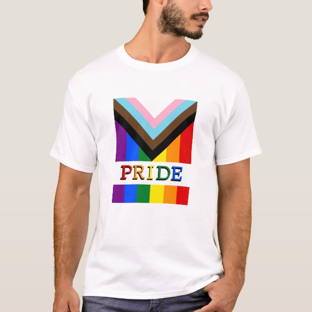 T-shirt LGBTQ & Pride - Rainbow Progress Mode drapeau (Devant)