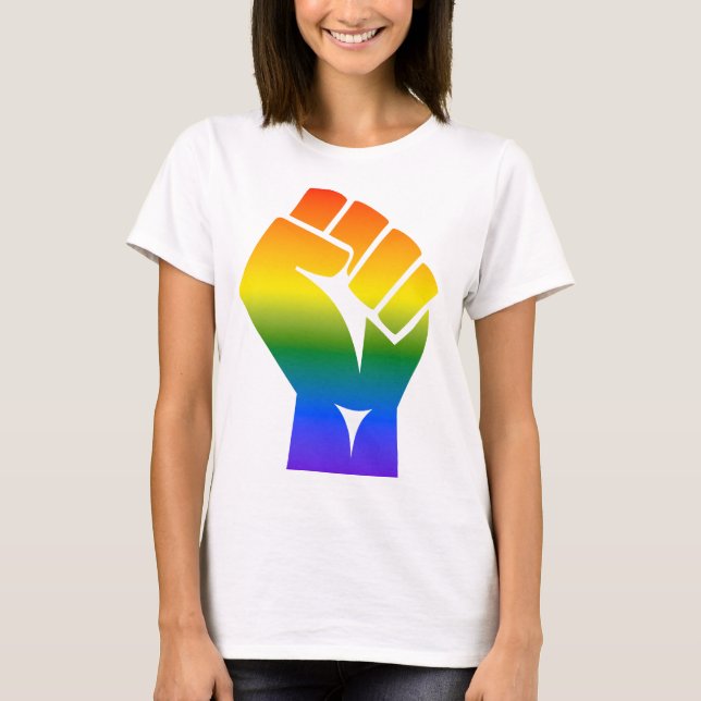T-shirt LGBTQ Pride Spectrum Rainbow Power Fist (Devant)