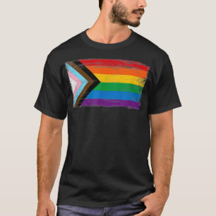 T-shirt LGBTQ Progress Pride drapeau style peinture Vintag