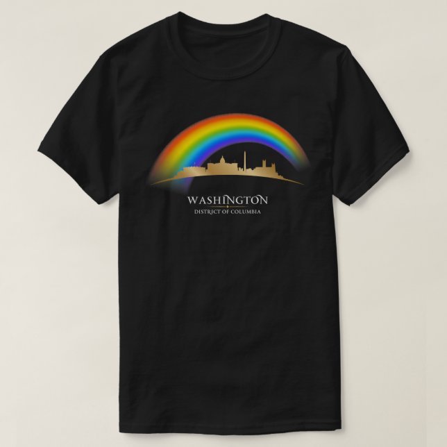 T-shirt LGBTQ Rainbow Pride Washington DC Skyline Premium (Design devant)