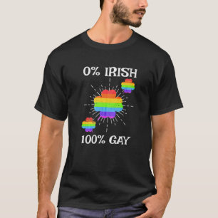 T-shirt LGBTQ Rainbow Shamrock 0% irlandais 100% gay St Pa