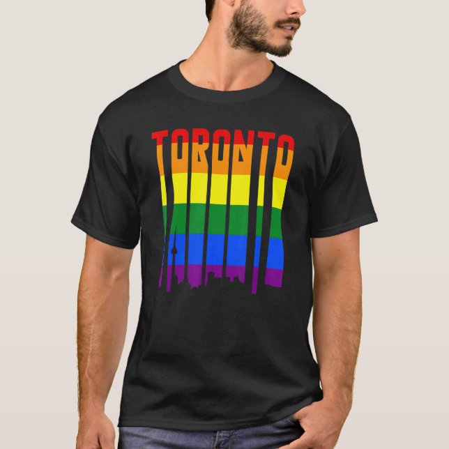 T-shirt LGBTQ Retro Toronto Canada Pride Skyline (Devant)