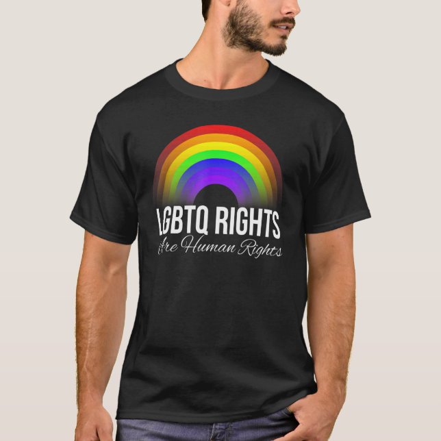 T-shirt LGBTQ Rights Are Human Rights Rainbow (Devant)