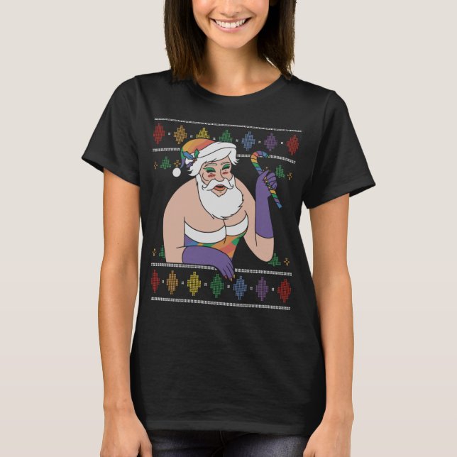 T-shirt LGBTQ+ Vilain Gay pride de Noël Père Noël Bisexual (Devant)
