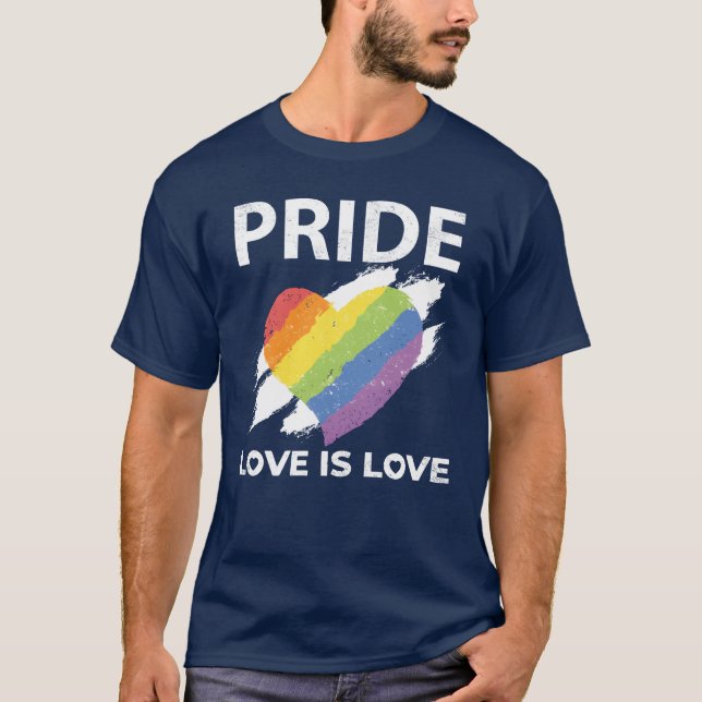 T-shirt LGBTQAI Pride Love is Love retro (Devant)