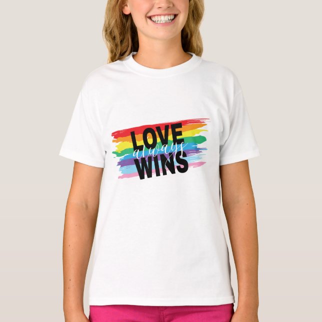 T-shirt LGBTQIA L'amour gagne toujours Rainbow Pride Cool (Devant)