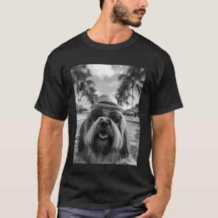 T-shirt Lhasa Apso drôle en selfie chien vacances d'été