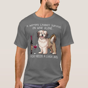 T-shirt Lhasa Apso et vin Drôle chien 