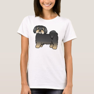 T-shirt Lhasa Apso noir et feu Chien de dessin animé migno