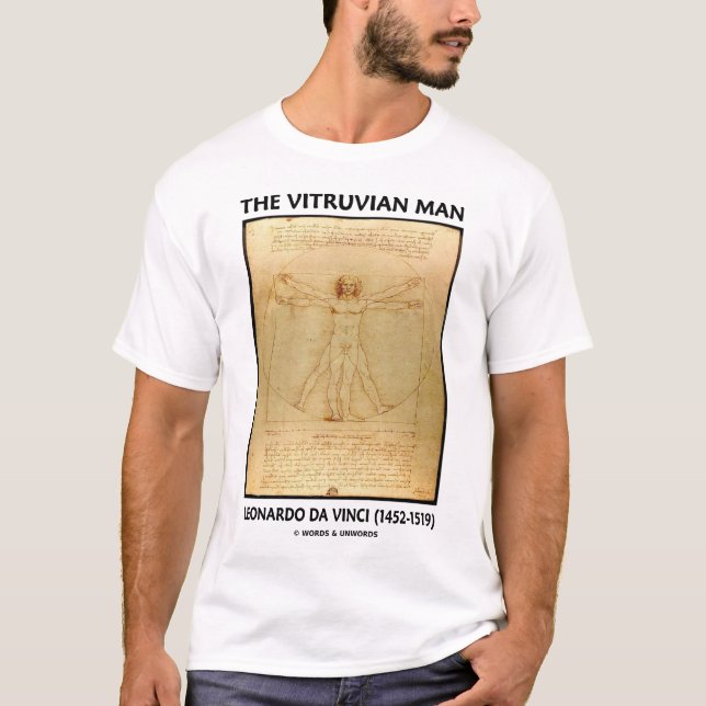 T-shirt L'homme de Vitruvian (Leonardo da Vinci) (Devant)