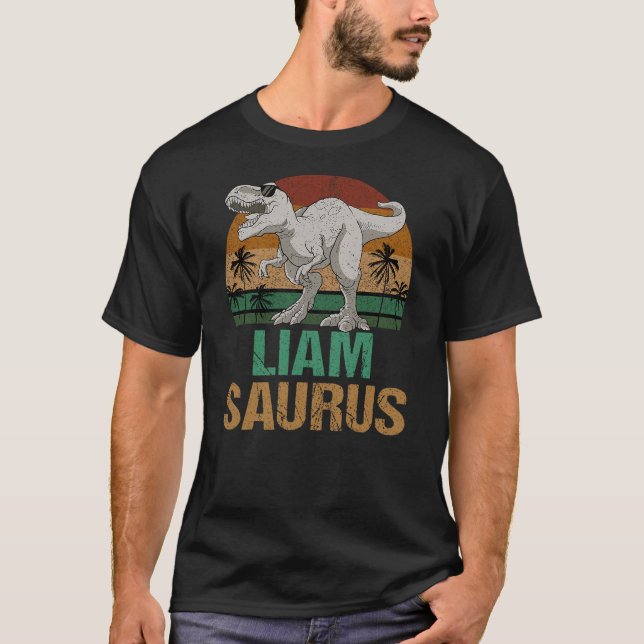 T-shirt Liam Saurus Dinosaur T Rex First Name Personalized (Devant)