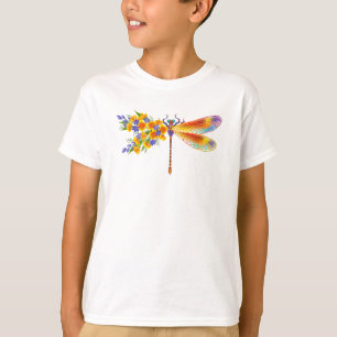 T-shirt libellule de fleurs jaunes