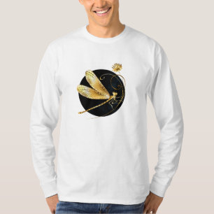 T-shirt libellule d'or en cercle noir