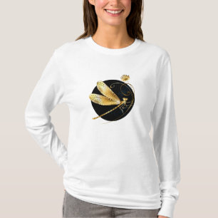 T-shirt libellule d'or en cercle noir