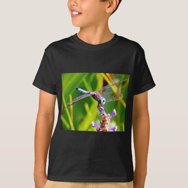 T-shirt libellule turquoise et violette (Devant)